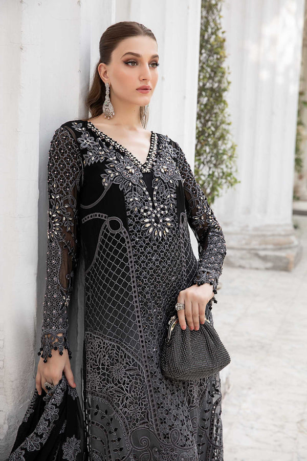 Black Embroidered Chiffon Suit