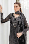 Black Embroidered Chiffon Suit