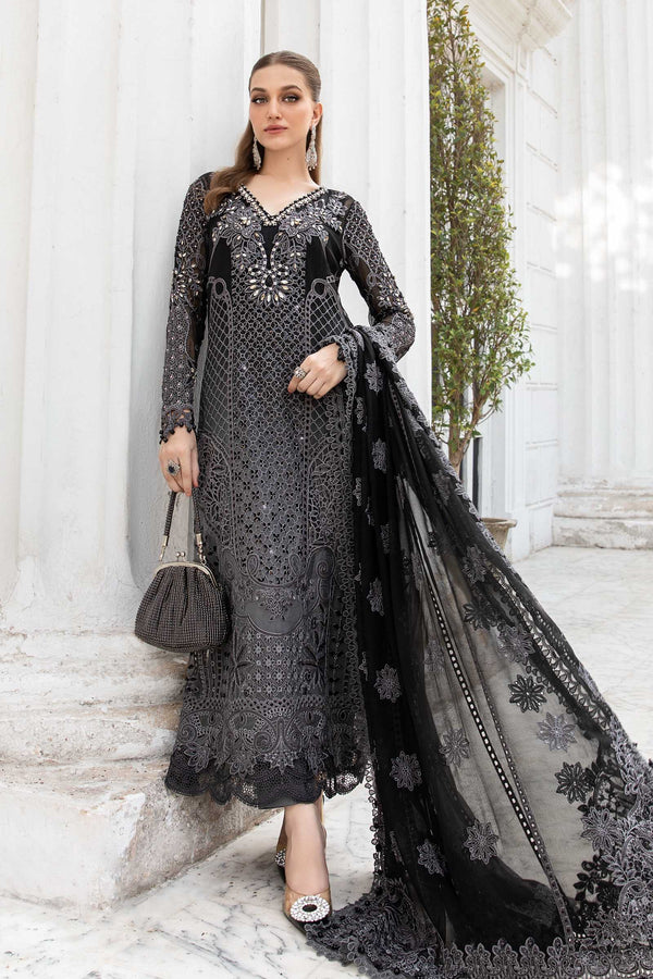 Black Embroidered Chiffon Suit