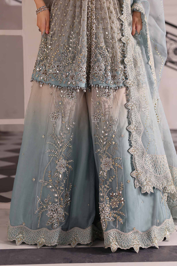 Coffee to Aqua 3 Piece Unstitched Embroidered Net Suit