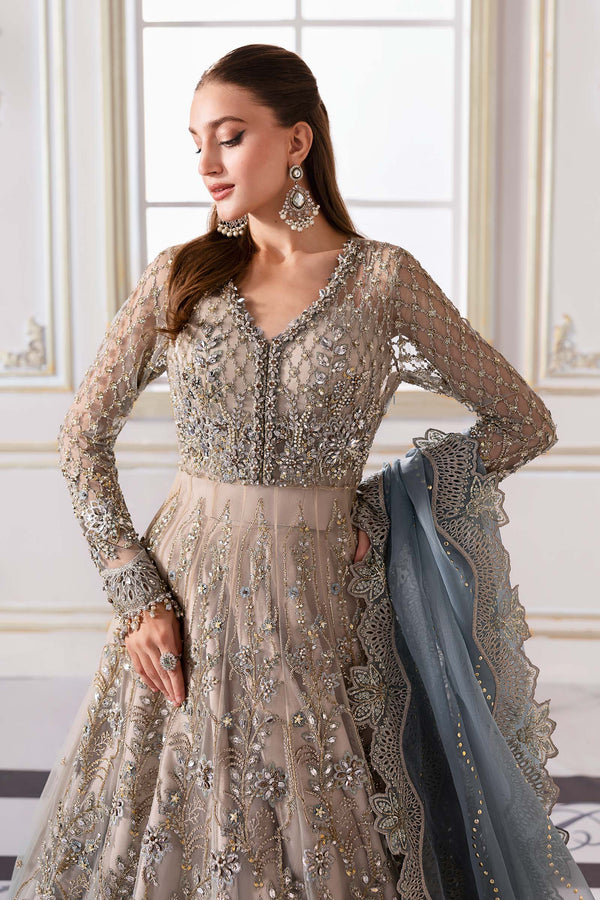 Coffee to Aqua 3 Piece Unstitched Embroidered Net Suit