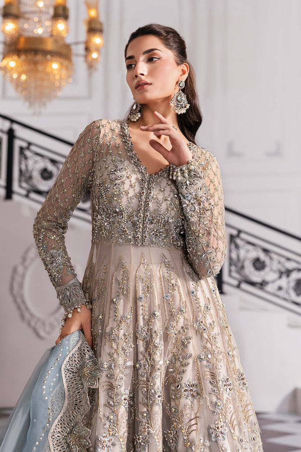 Coffee to Aqua 3 Piece Unstitched Embroidered Net Suit