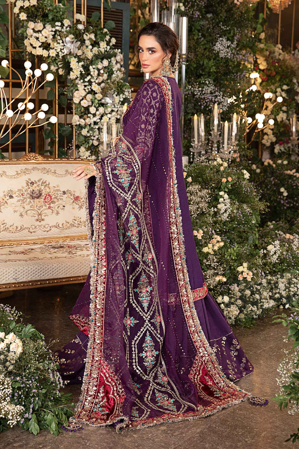Purple Default 3 Piece Unstitched Embroidered Raw Silk Suit