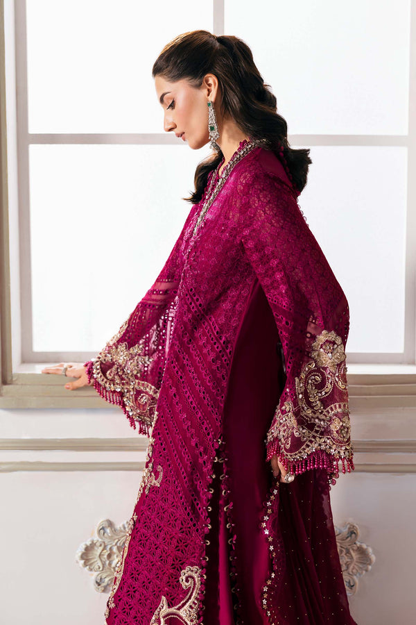 Magenta 3 Piece Unstitched Embroidered Chiffon Suit