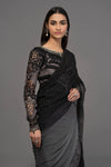 Grey & Black Saree
