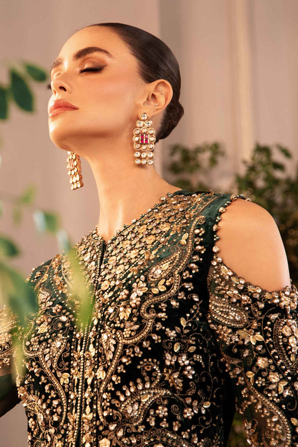 Emerald Green Default 3 Piece Unstitched Embroidered Organza Suit | BD-2904