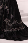Black 3 Piece Unstitched Embroidered Organza Suit