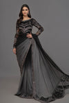 Grey & Black Saree