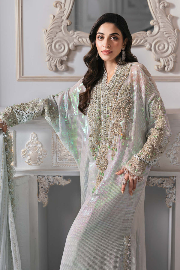 Ice Blue 3 Piece Unstitched Embroidered Chiffon Suit