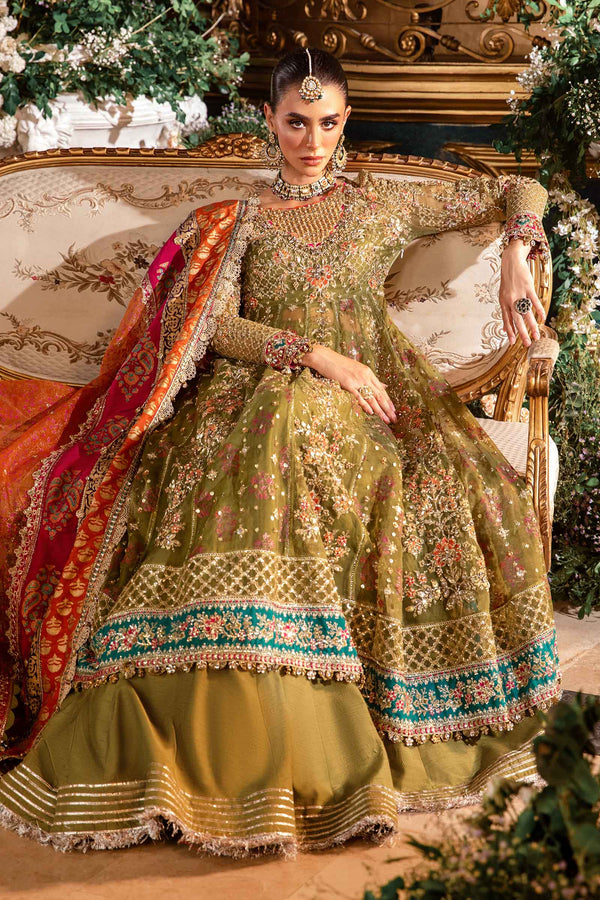 Olive Green Default 3 Piece Unstitched Embroidered Organza Suit