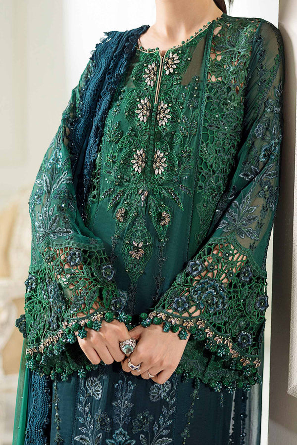 Emerald Green To Teal Chiffon Suit