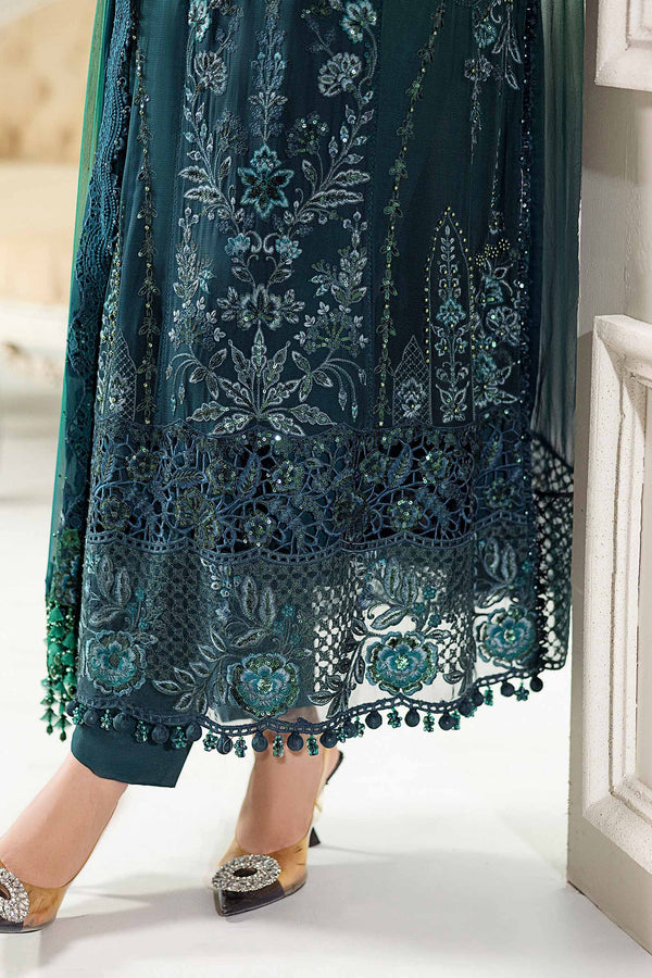 Emerald Green To Teal Chiffon Suit