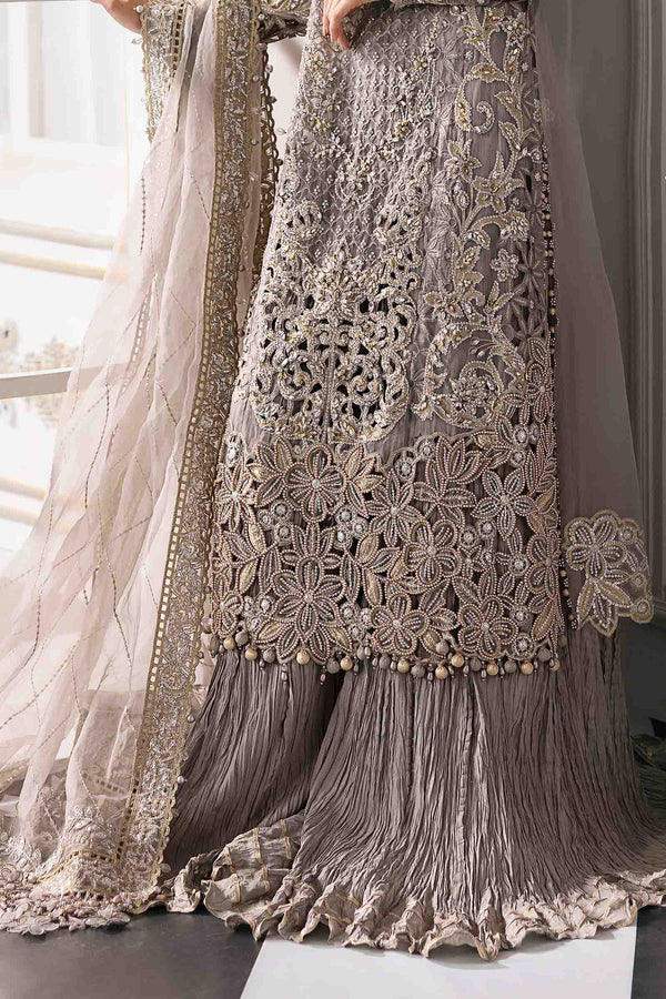 Steel Grey 3 Piece Unstitched Embroidered Organza Suit