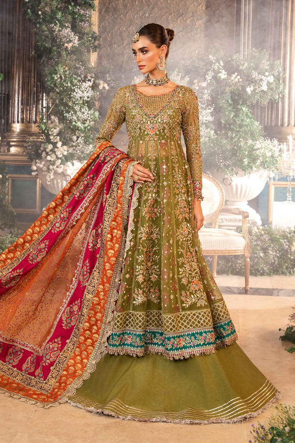 Olive Green Default 3 Piece Unstitched Embroidered Organza Suit