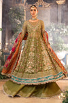 Olive Green Default 3 Piece Unstitched Embroidered Organza Suit