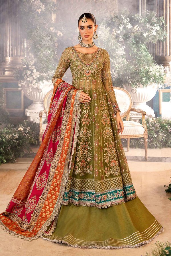 Olive Green Default 3 Piece Unstitched Embroidered Organza Suit