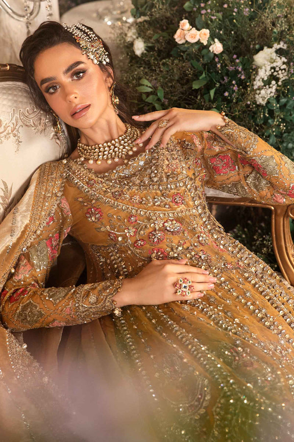 Mustard Default 3 Piece Unstitched Embroidered Organza Suit