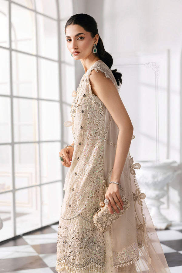 Off White 3 Piece Unstitched Embroidered Chiffon Suit