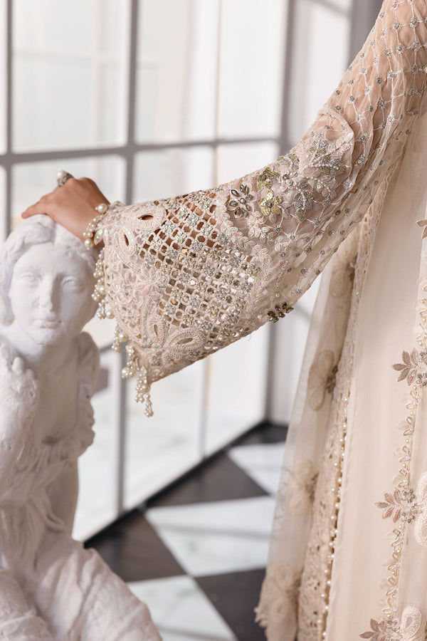 Off White 3 Piece Unstitched Embroidered Chiffon Suit
