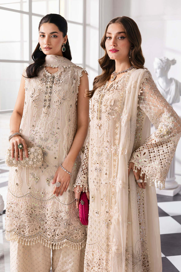 Off White 3 Piece Unstitched Embroidered Chiffon Suit