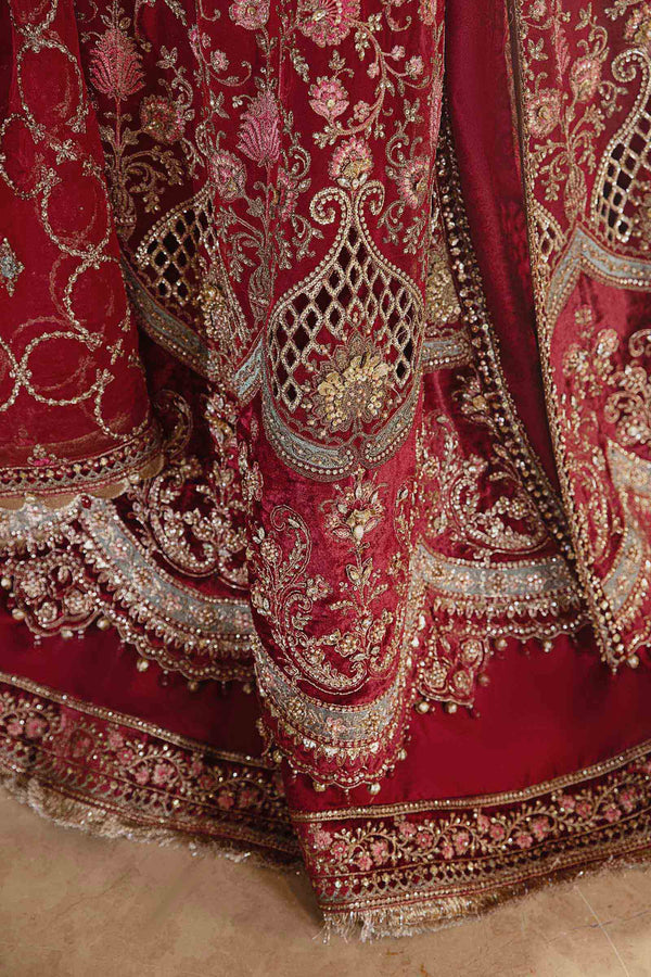 Red Default 3 Piece Unstitched Embroidered Organza Suit