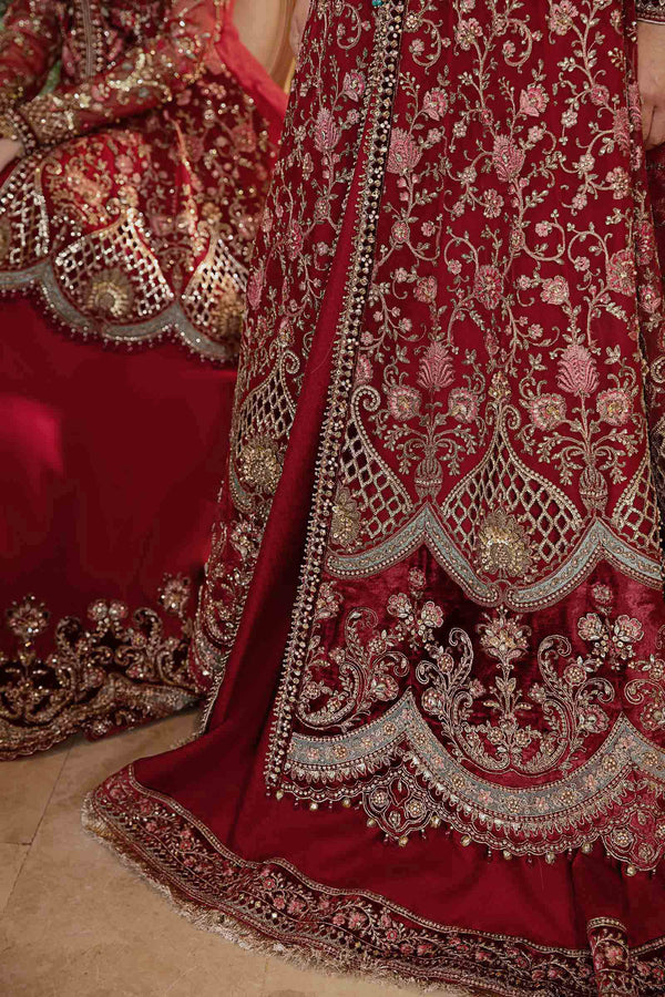 Red Default 3 Piece Unstitched Embroidered Organza Suit