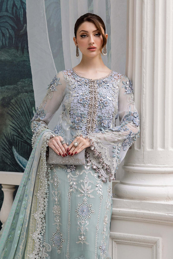 3 Piece Unstitched Embroidered Chiffon Suit