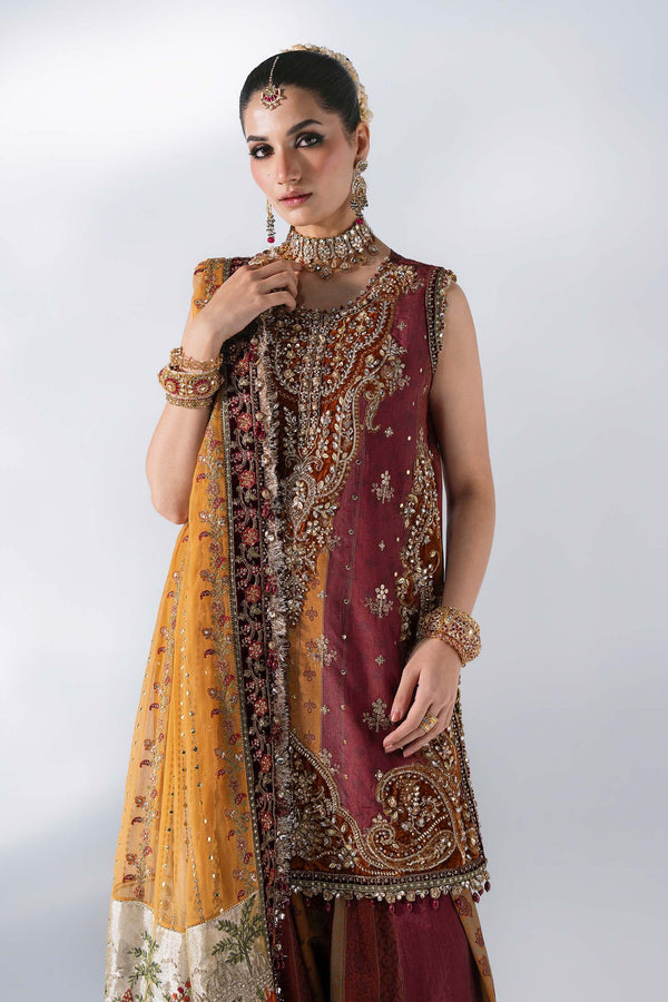 Unstitched Embroidered Raw Silk SuitIn Stock BD-3104-Maroon Crimson-Default