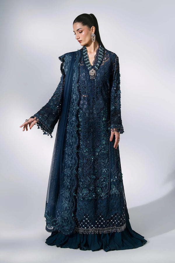 Unstitched Embroidered Organza SuitIn Stock BD-3106-Peacock Blue-Default