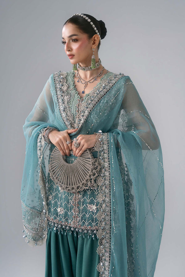 Unstitched Embroidered Organza SuitIn StockBARCODE:BD-3107-Sea Green-Default