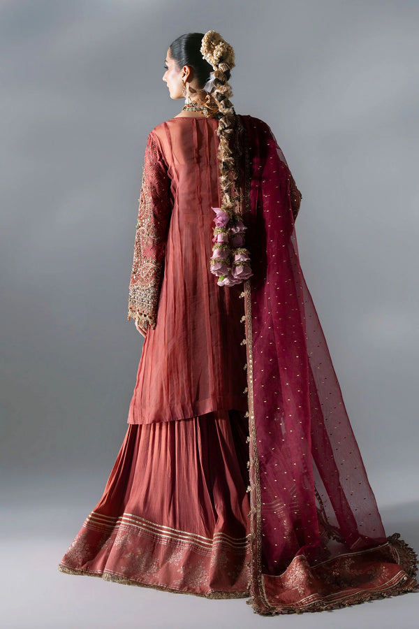 Unstitched Embroidered Organza SuitIn Stock BD-3108-Deep Salmon pink-Default