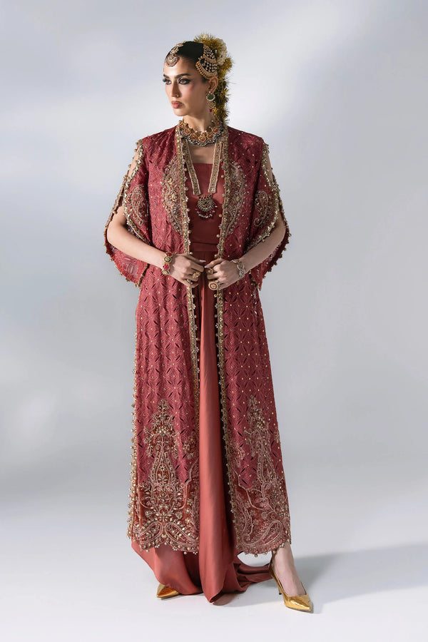 Unstitched Embroidered Organza SuitIn Stock BD-3108-Deep Salmon pink-Default