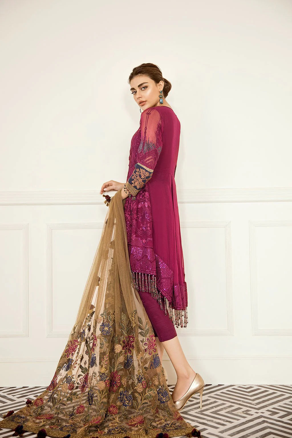 Cerise (Baroque Chantelle Embroidered Chiffon)