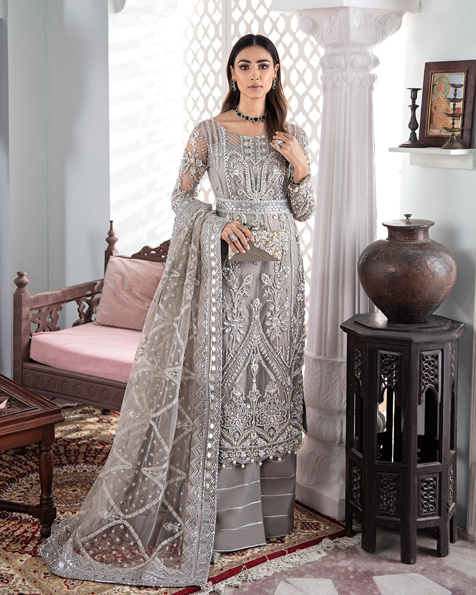 Gulnoor Embroidered Net 3-Piece Suit WS-18 - Gulaal