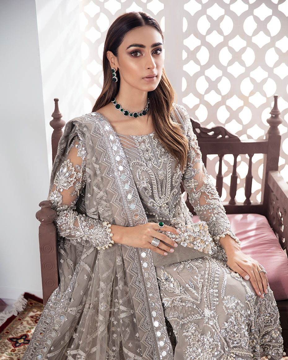 Gulnoor Embroidered Net 3-Piece Suit WS-18 - Gulaal