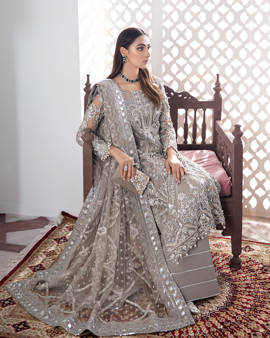 Gulnoor Embroidered Net 3-Piece Suit WS-18 - Gulaal