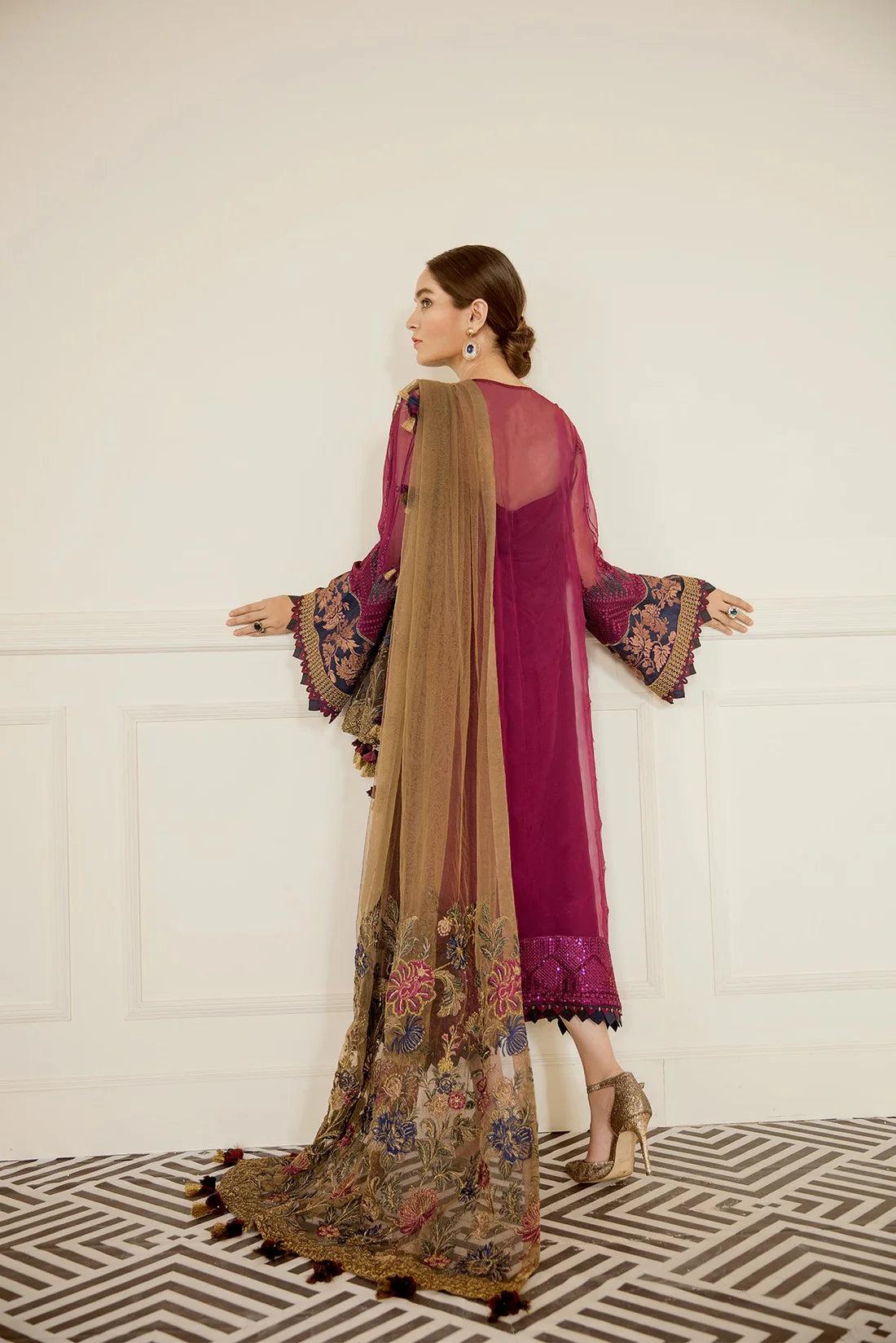 Cerise (Baroque Chantelle Embroidered Chiffon)