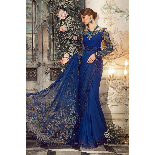 Unstitched Mbroidered | Cobalt Blue BD-2704 - Maria B