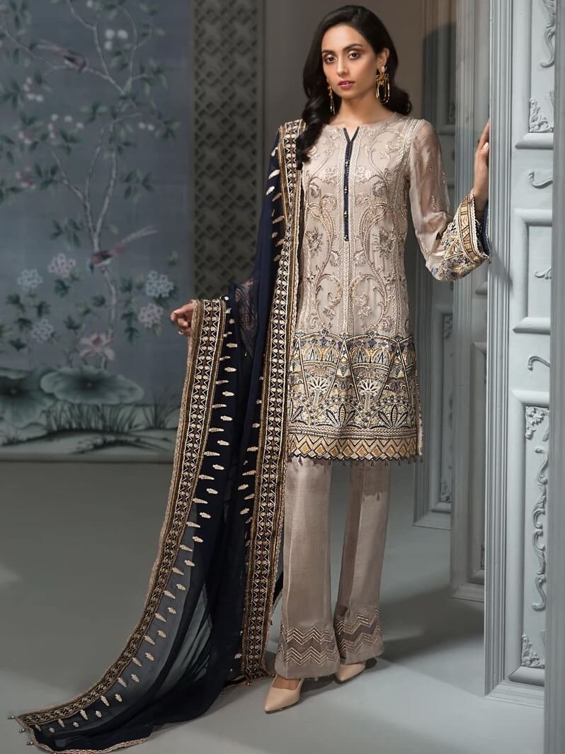 Jazmin Embroidered Chiffon 3Pc Suit D-08