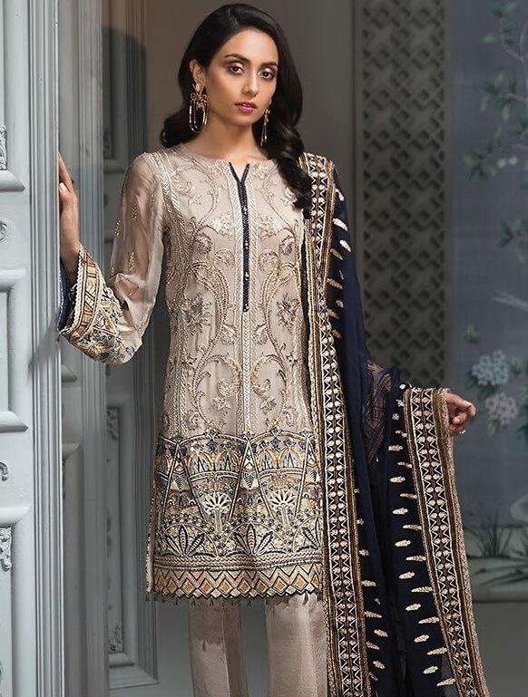 Jazmin Embroidered Chiffon 3Pc Suit D-08