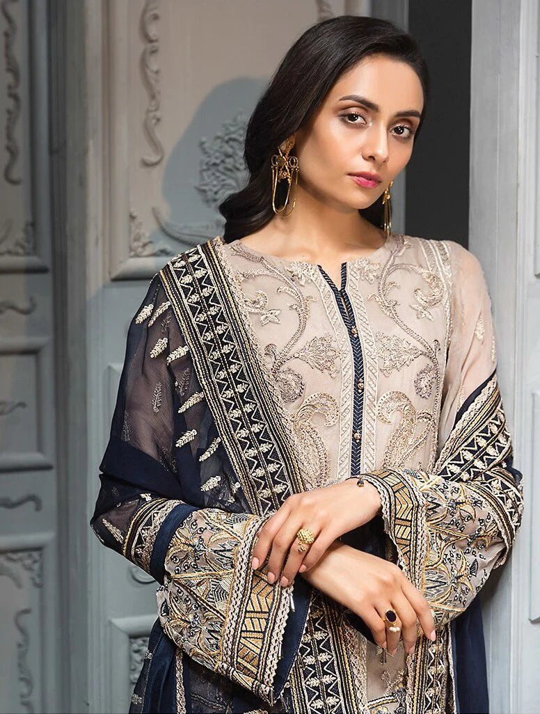 Jazmin Embroidered Chiffon 3Pc Suit D-08