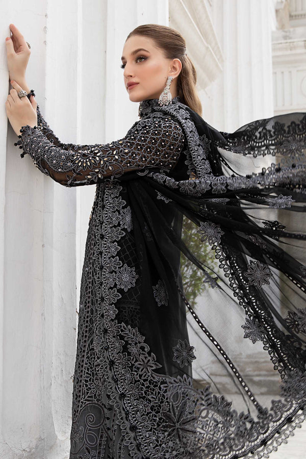 Black Embroidered Chiffon Suit
