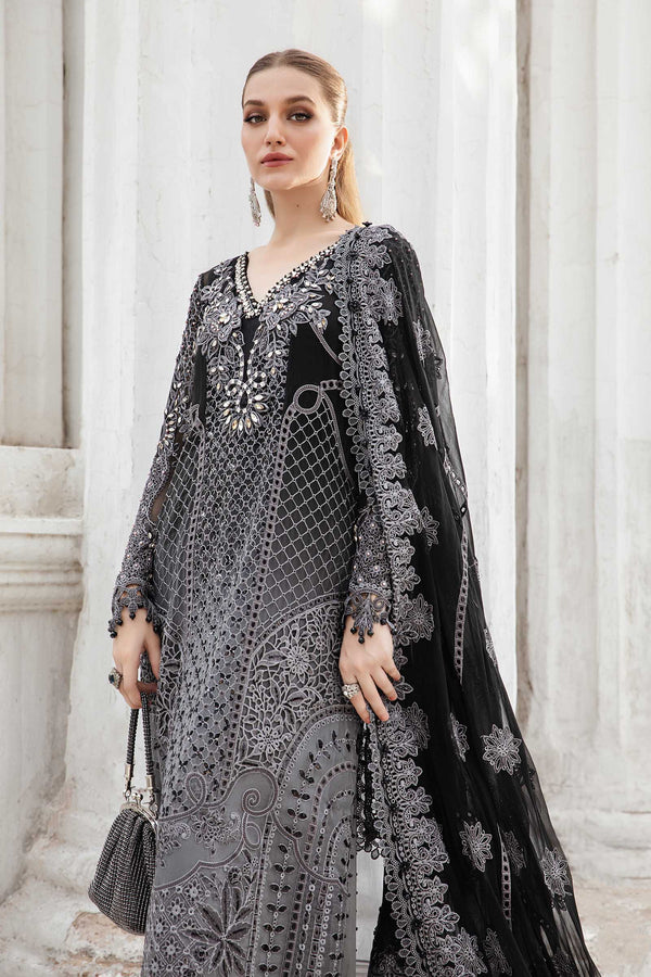 Black Embroidered Chiffon Suit