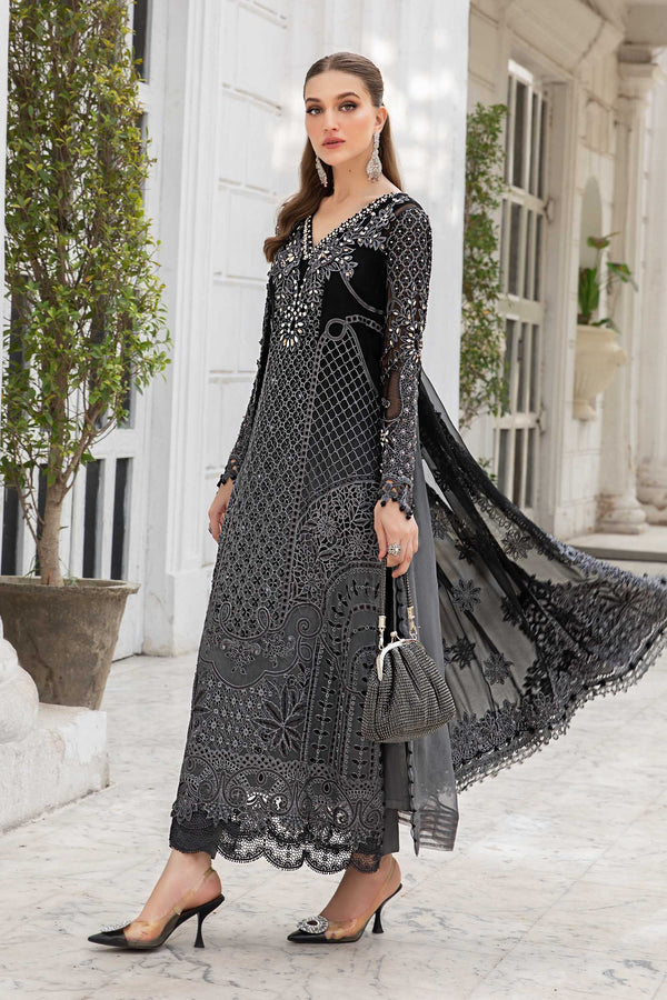 Black Embroidered Chiffon Suit