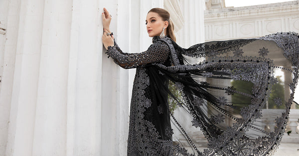 Black Embroidered Chiffon Suit