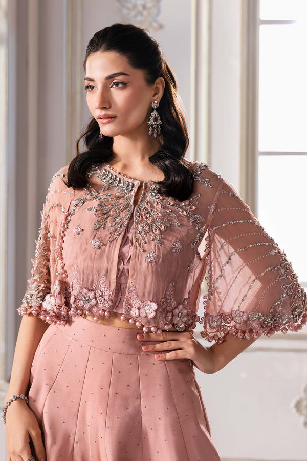 Ash Pink Ombre Chiffon Saree