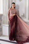 Ash Pink Ombre Chiffon Saree