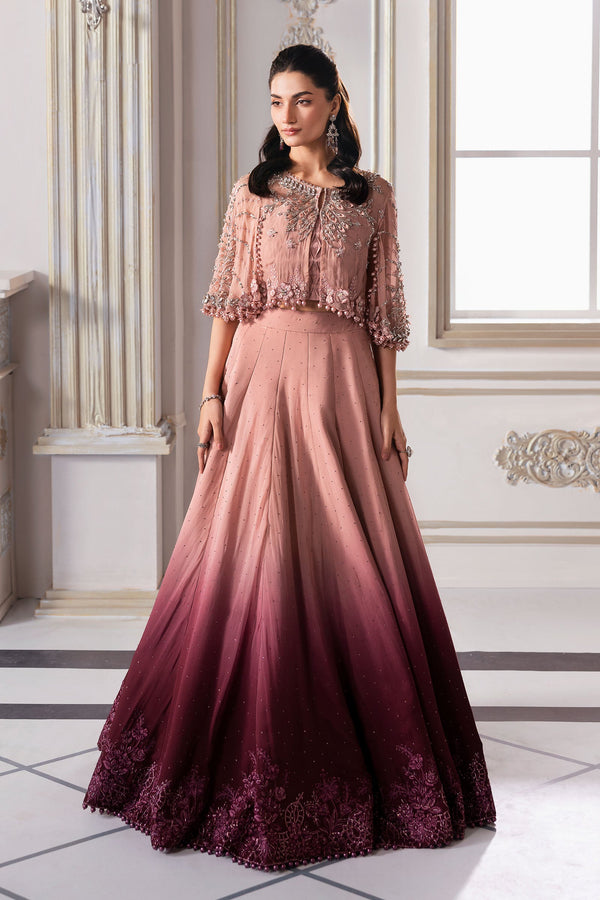 Ash Pink Ombre Chiffon Saree