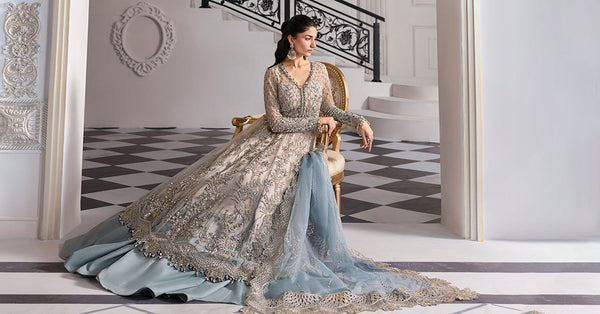 Coffee to Aqua 3 Piece Unstitched Embroidered Net Suit
