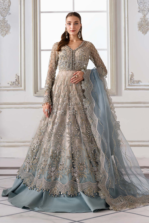 Coffee to Aqua 3 Piece Unstitched Embroidered Net Suit
